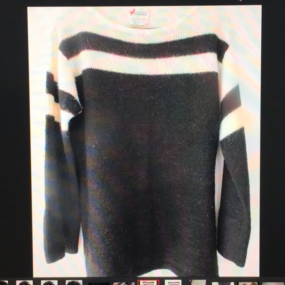 Women’s Black/White Striped Tunic Sweater